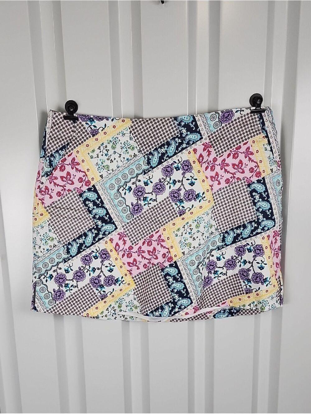 Lady Hagen Patchwork Floral Golf Skort - White, Navy, Pink, Purple,  Size 14